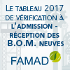 Le tableau 2017 de vérification à l'admission - réception des B.O.M. neuves